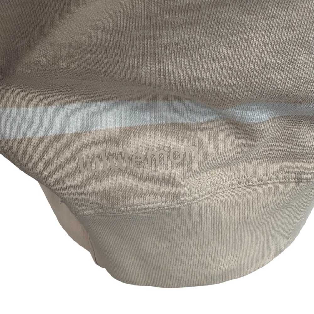 Lululemon Perfectly Oversized Cropped Crew Stripe Cafe Au Lait Sweatshirt Size 4 - Picture 5 of 7